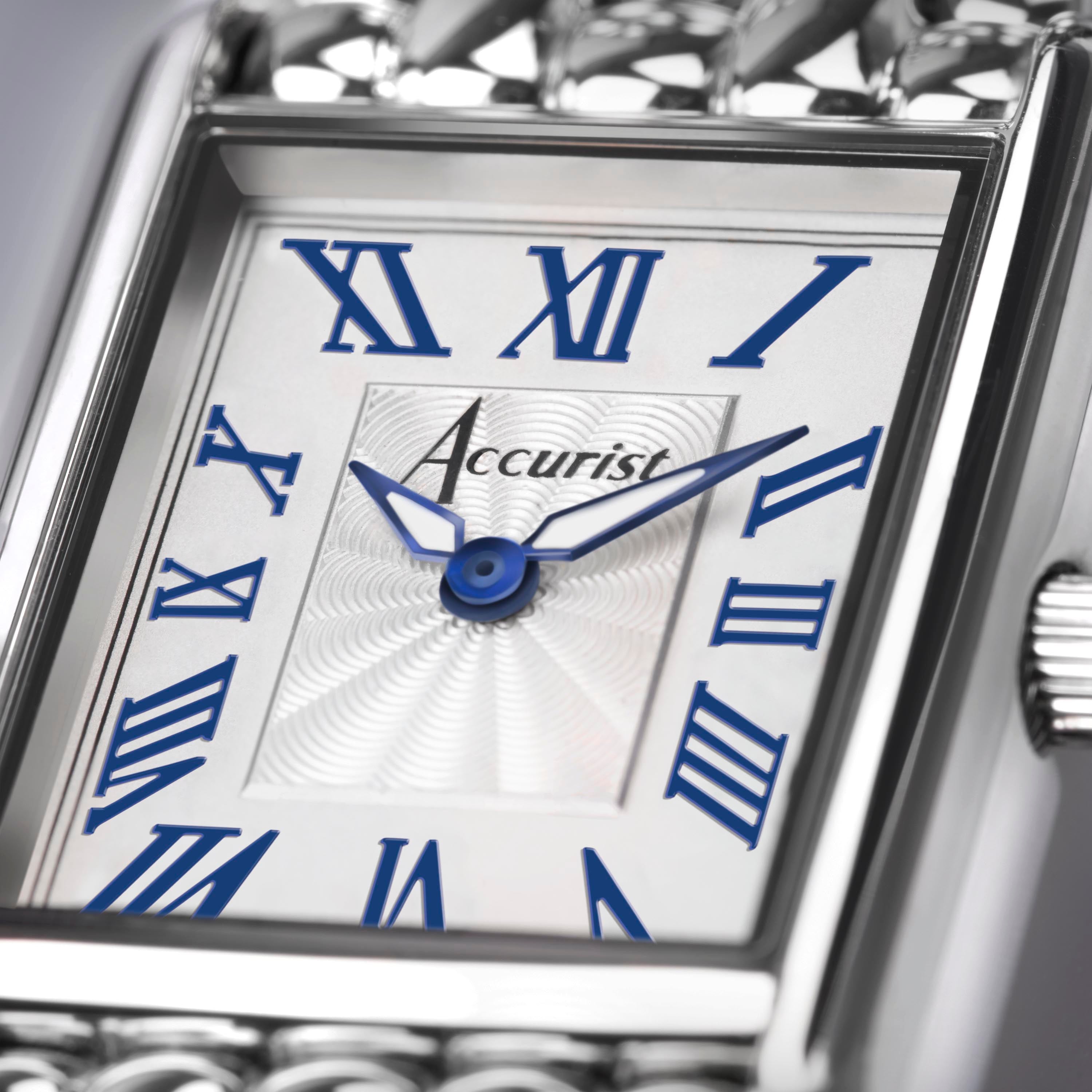 Accurist Rectangle Ladies Watch | Silver Case & Stainless Steel Bracelet With White Dial | 26Mm | 71007