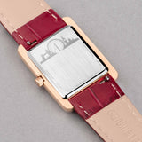 Accurist Rectangle Ladies Watch | Rose Gold Case & Burgundy Leather Strap With White Dial | 26Mm | 71010