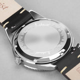 Accurist Dive Men's Watch | Silver Case & Black Leather Strap with Black Dial | 42mm