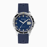 Accurist Dive Men'S Watch | Silver Case & Blue Rubber Strap With Windermere Blue Dial | 42Mm | 72002X