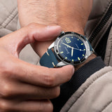 Accurist Dive Men's Watch | Silver Case & Blue Leather Strap with Windermere Blue Dial | 42mm