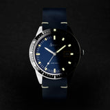 Accurist Dive Men's Watch | Silver Case & Blue Leather Strap with Windermere Blue Dial | 42mm
