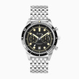 Accurist Dive Men's Chronograph Watch | Silver Case & Stainless Steel Bracelet with Black Dial | 42mm
