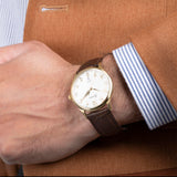 Accurist Classic Men'S Watch | Gold Case & Brown Leather Strap With White Dial | 37Mm | 73001