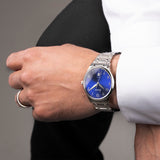 Accurist Classic Men's Watch | Silver Case & Stainless Steel Bracelet with Windsor Blue Dial | 37mm