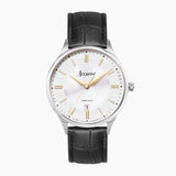 Accurist Classic Men's Watch | Silver Case & Black Leather Strap with Silver Dial | 37mm