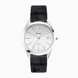 Accurist Everyday Unisex Watch | Silver Case & Black Leather Strap With Silver Dial | 36mm