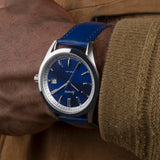 Accurist Everyday Men's Watch | Silver Case & Blue Leather Strap with Oxford Blue Dial | 40mm