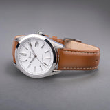 Accurist Everyday Men'S Watch | Silver Case & Brown Leather Strap With White Dial | 40Mm | 74011
