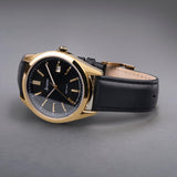 Accurist Everyday Men's Watch | Gold Case & Black Leather Strap with Black Dial | 40mm