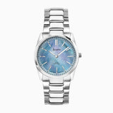 Accurist Everyday Solar Ladies Watch | Silver Stainless Steel Case & Bracelet with Blue Mother-of-Pearl Dial | 30mm