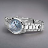 Accurist Everyday Solar Ladies Watch | Silver Stainless Steel Case & Bracelet with Blue Mother-of-Pearl Dial | 30mm