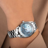 Accurist Everyday Solar Ladies Watch | Silver Stainless Steel Case & Bracelet with Blue Mother-of-Pearl Dial | 30mm