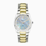 Accurist Everyday Solar Ladies Watch | Silver Stainless Steel Case & Two Tone Bracelet with Blue Mother-of-Pearl Dial | 30mm