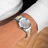 Accurist Everyday Solar Ladies Watch | Silver Stainless Steel Case & Two Tone Bracelet with Blue Mother-of-Pearl Dial | 30mm
