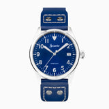 Accurist Aviation Men'S Watch | Silver Case & Blue Leather Strap With Windsor Blue Dial | 41Mm | 76001