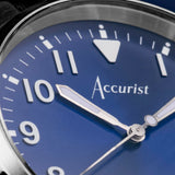 Accurist Aviation Men'S Watch | Silver Case & Blue Leather Strap With Windsor Blue Dial | 41Mm | 76001