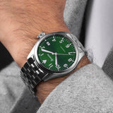 Accurist Aviation Men's Watch | Silver Case & Stainless Steel Bracelet with Forest Green Dial | 41mm