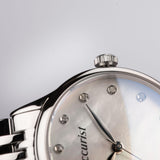 Accurist Dress Diamond Ladies Watch | Silver Stainless Steel Case & Bracelet with White Mother of Pearl Dial | 28mm