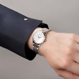 Accurist Dress Diamond Ladies Watch | Silver Stainless Steel Case & Bracelet With White Mother Of Pearl Dial | 28Mm | 77000