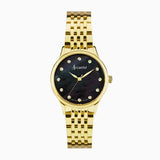 Accurist Dress Diamond Ladies Watch | Gold Stainless Steel Case & Bracelet With Black Mother Of Pearl Dial | 28Mm|77004 | 77004