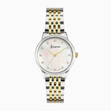 Accurist Dress Diamond Ladies Watch | Silver Stainless Steel Case & Two Tone Bracelet with White Mother of Pearl Dial | 28mm
