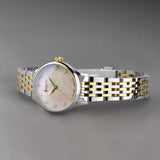 Accurist Dress Diamond Ladies Watch | Silver Stainless Steel Case & Two Tone Bracelet with White Mother of Pearl Dial | 28mm
