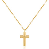 Necklace With Polished And Satin Steel 14K Gold Pvd Coating With Cross Shaped Pendant.|Bbc05