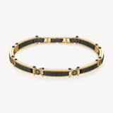 316L stainelss steel semi-stiff bracelet, polished 14K gold pvd coating and satin black color pvd coating.|BBC12