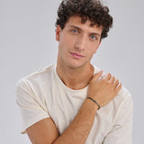 316L stainelss steel semi-stiff bracelet, polished 14K gold pvd coating and satin black color pvd coating.|BBC12