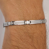 316L stainelss steel semi-stiff bracelet polished and satin steel.|BBC15