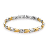 316L Polished Stainless Steel And 14K Gold Pvd Coating Semi-Stiff Bracelet.|Bbc21