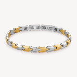 316L polished stainless steel and 14K gold pvd coating semi-stiff bracelet.|BBC21