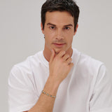 316L polished stainless steel and 14K gold pvd coating semi-stiff bracelet.|BBC21