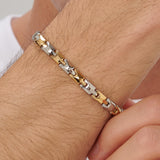 316L polished stainless steel and 14K gold pvd coating semi-stiff bracelet.|BBC21