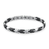 316L Polished Stainless Steel And Ruthenium Color Pvd Coating Semi-Stiff Bracelet.|Bbc22