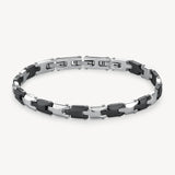 316L polished stainless steel and ruthenium color pvd coating semi-stiff bracelet.|BBC22