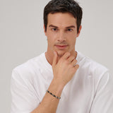 316L polished stainless steel and ruthenium color pvd coating semi-stiff bracelet.|BBC22