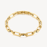 316L stainless steel chain bracelet 316L with polished and satin steel 14K gold pvd coating and jet color crystals.|BBU13
