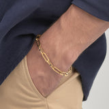 316L stainless steel chain bracelet 316L with polished and satin steel 14K gold pvd coating and jet color crystals.|BBU13