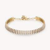 304 stainless steel tennis bracelet, 14K gold pvd coating and clear cubic zirconia.|BEI092