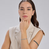 304 stainless steel tennis bracelet, 14K gold pvd coating and clear cubic zirconia.|BEI092