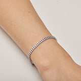 304 stainless steel tennis bracelet with clear cubic zirconia.|BEI096