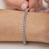 304 stainless steel tennis bracelet with clear cubic zirconia.|BEI096