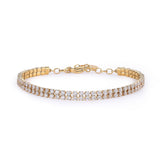 Tennis Bracelet, 14K Gold Pvd Coating With Clear Cubic Zirconia.|Bei097