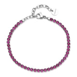 Tennis Bracelet With Ruby Color Cubic Zirconia.|Bei105