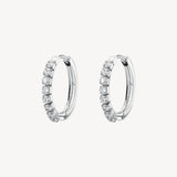 304 stainless steel small hoop earrings and clear cubic zirconia.|BEIE012
