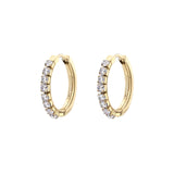 Small Hoop Earrings, 14K Gold Pvd Coating With Clear Cubic Zirconia.|Beie013