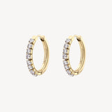 304 stainless steel small hoop earrings, 14K gold pvd coating with clear cubic zirconia.|BEIE013