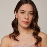 304 stainless steel small hoop earrings, 14K gold pvd coating with clear cubic zirconia.|BEIE013